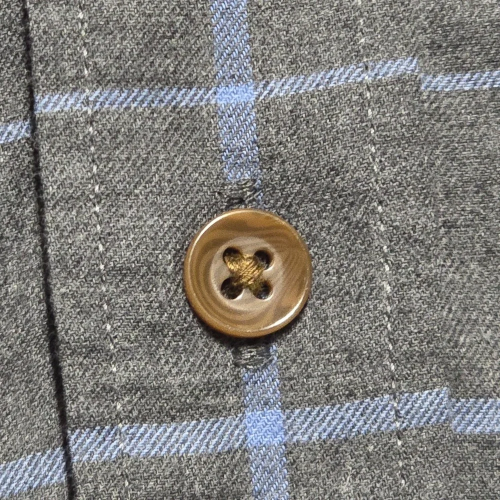 Faherty The Movement Button Shirt Men 2XL Performance Gray‎ Blue Windowpane